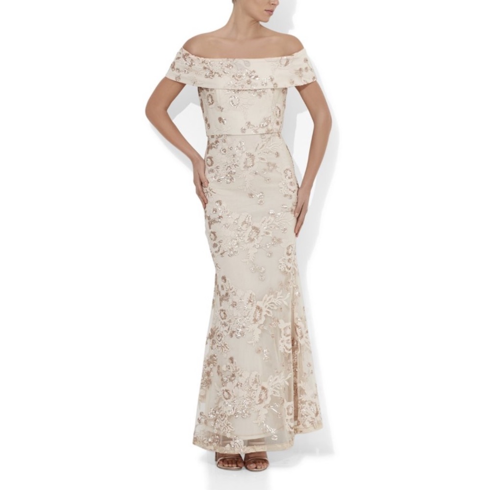 Formal Off-Shoulder Sequin Gown